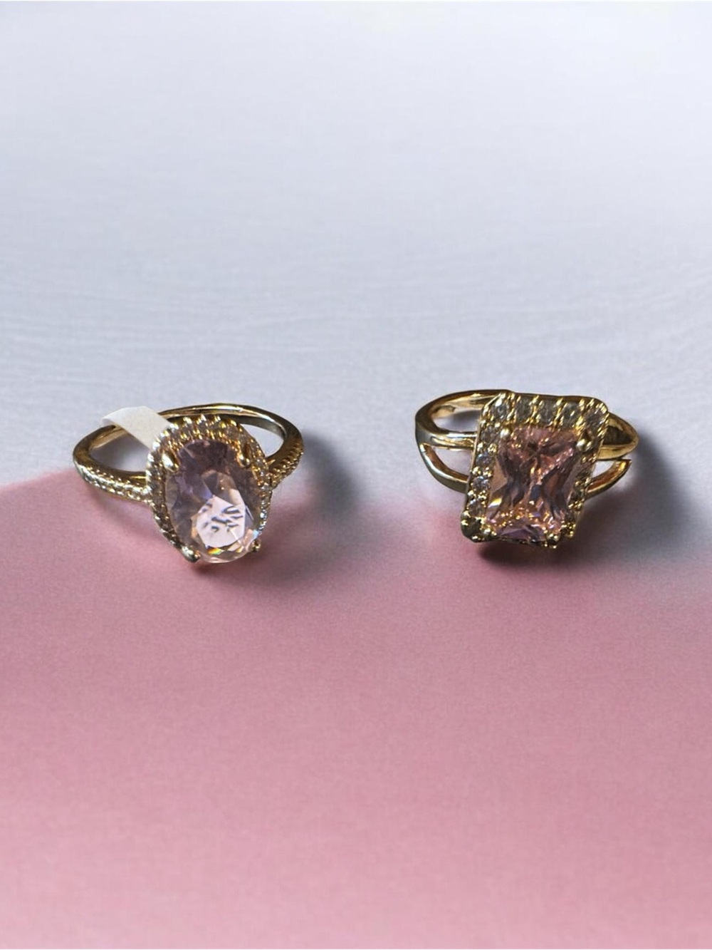 Gold filled Rings  with Light Pink Gemstones  - Elegant Women's Cocktail Rings